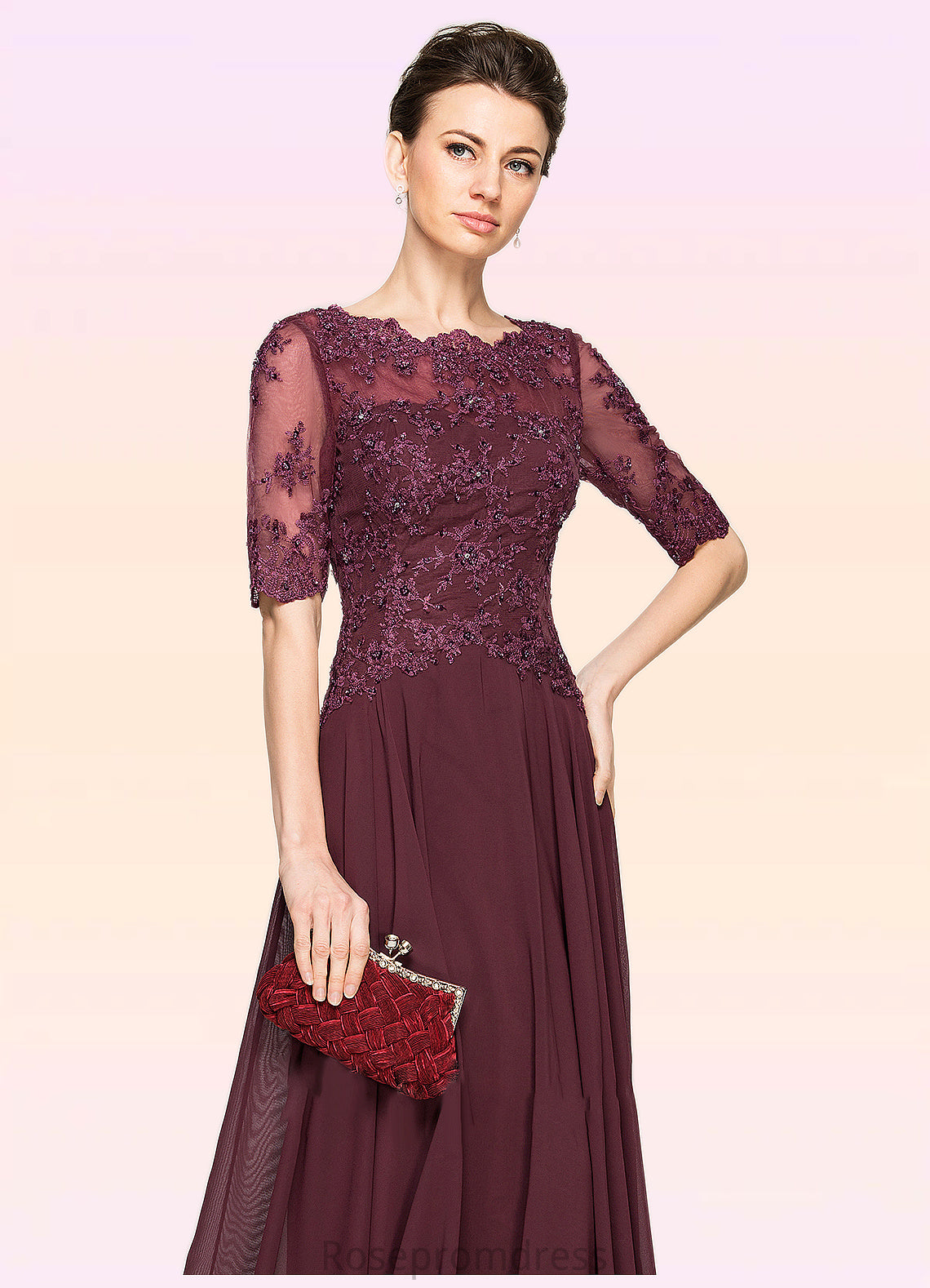 Alondra A-Line Scoop Neck Floor-Length Chiffon Lace Mother of the Bride Dress With Beading Sequins SRS126P0014810