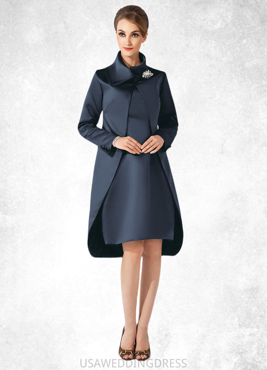 Genesis Sheath/Column Scoop Neck Knee-Length Satin Mother of the Bride Dress DS126P0014812