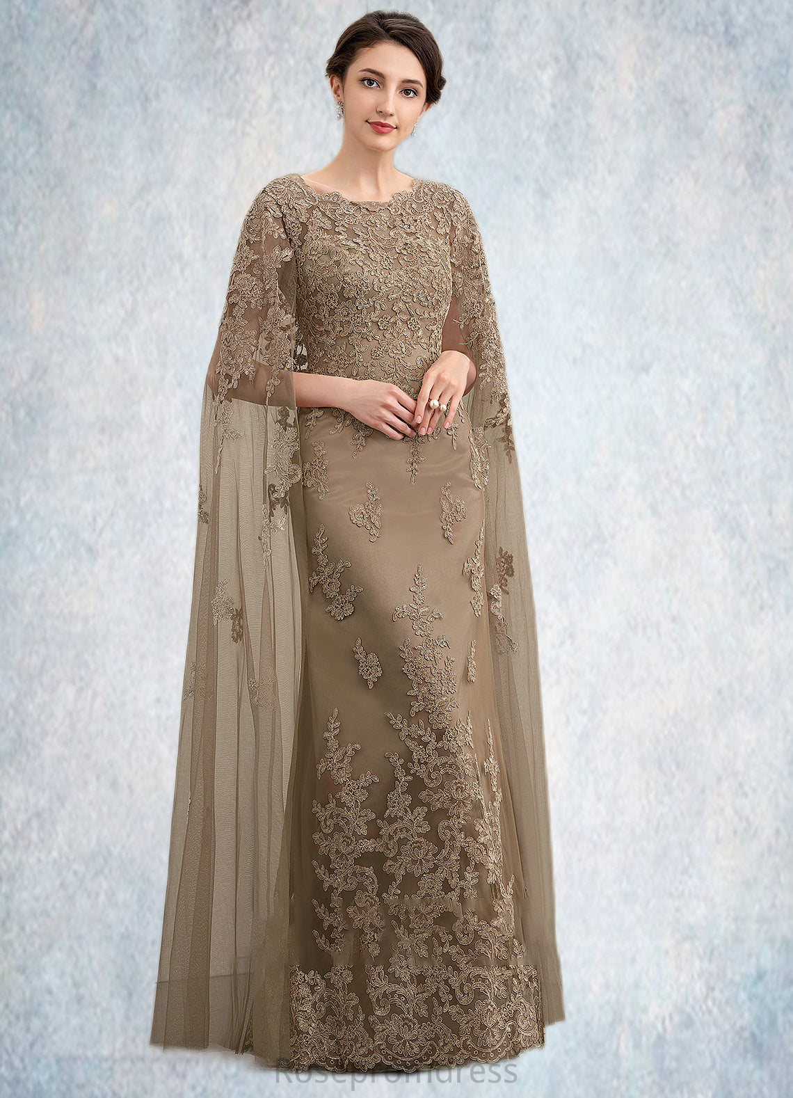 Delaney Sheath/Column Scoop Neck Floor-Length Lace Mother of the Bride Dress SRS126P0014815