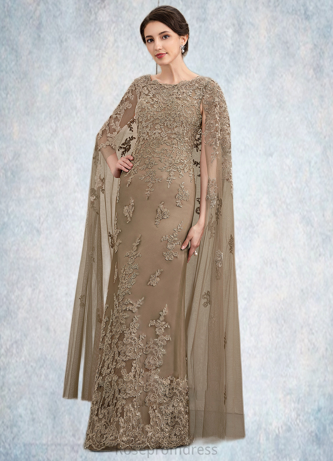 Delaney Sheath/Column Scoop Neck Floor-Length Lace Mother of the Bride Dress SRS126P0014815