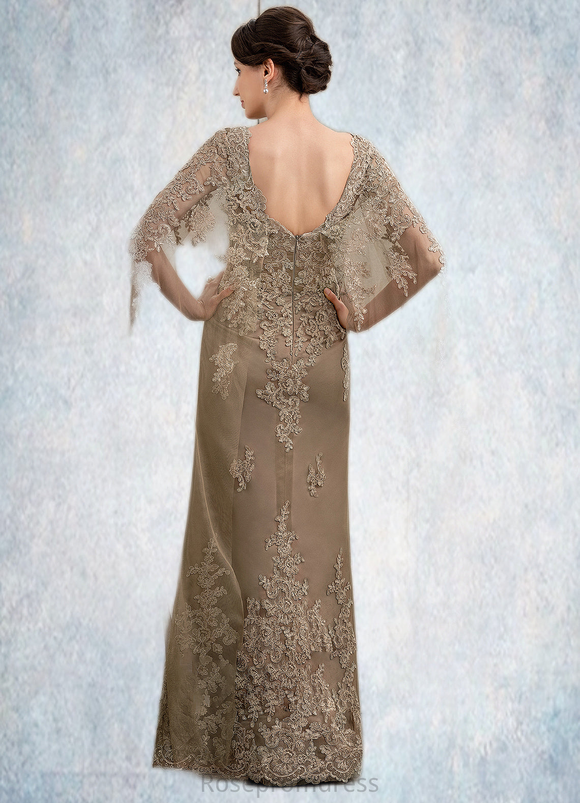 Delaney Sheath/Column Scoop Neck Floor-Length Lace Mother of the Bride Dress SRS126P0014815