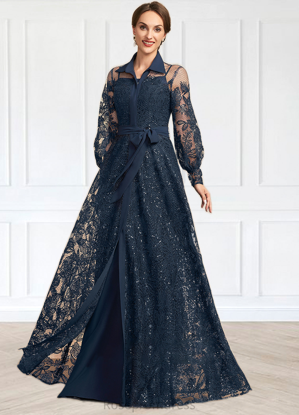 Cherish A-Line Square Neckline Floor-Length Chiffon Mother of the Bride Dress SRS126P0014818