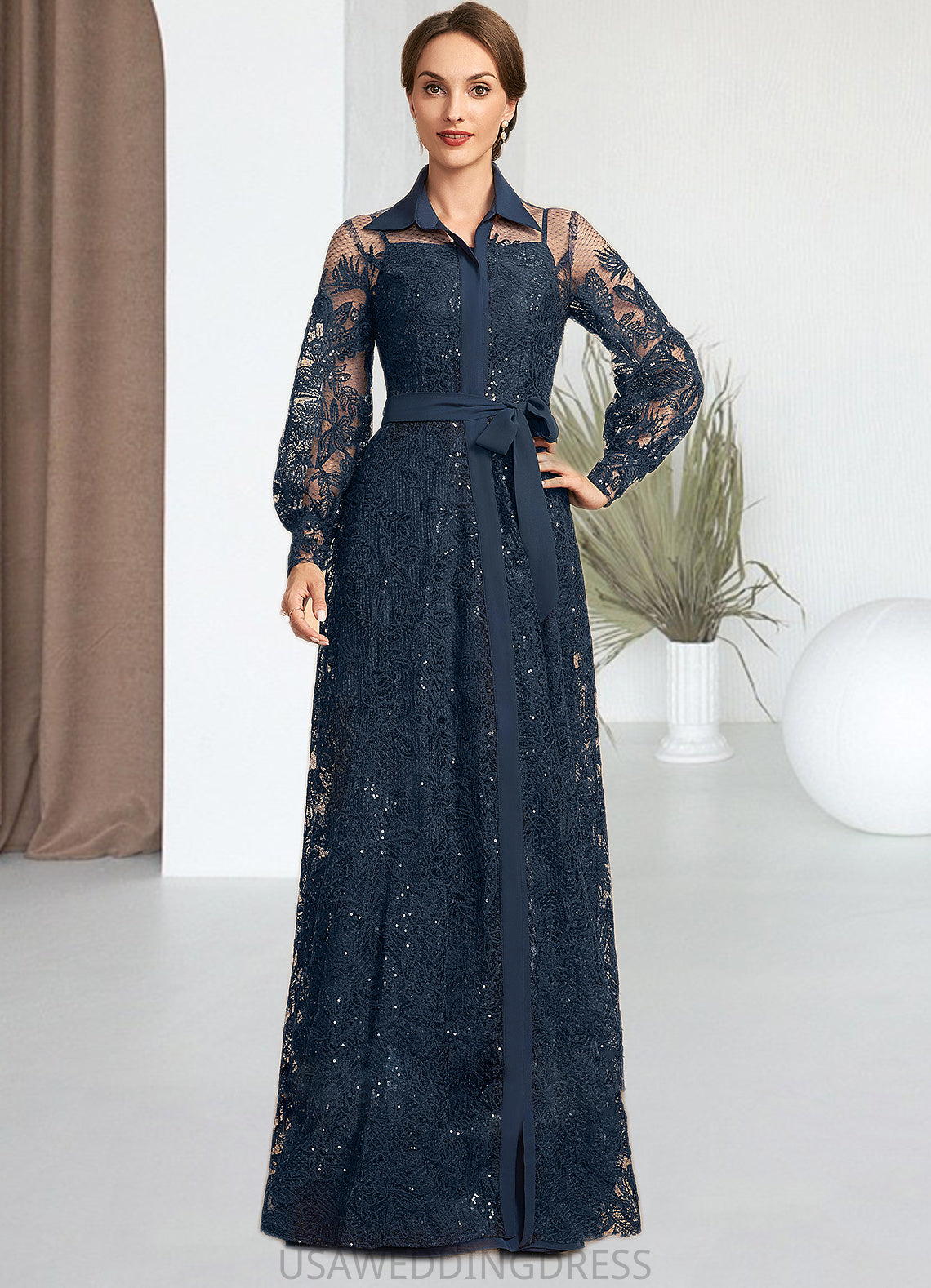 Norma A-Line Square Neckline Floor-Length Chiffon Mother of the Bride Dress DS126P0014818