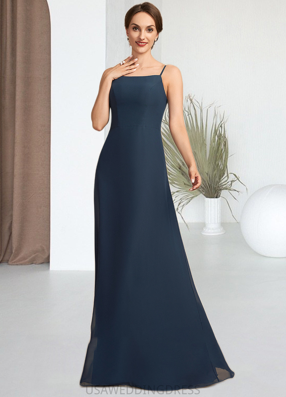 Norma A-Line Square Neckline Floor-Length Chiffon Mother of the Bride Dress DS126P0014818