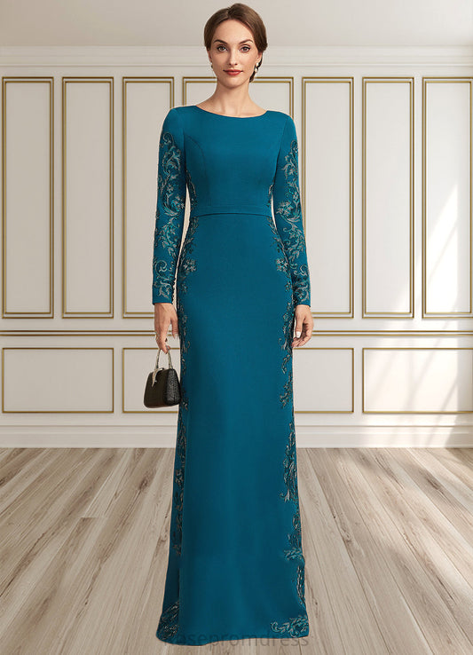 Grace Sheath/Column Scoop Neck Floor-Length Stretch Crepe Mother of the Bride Dress With Appliques Lace SRS126P0014822