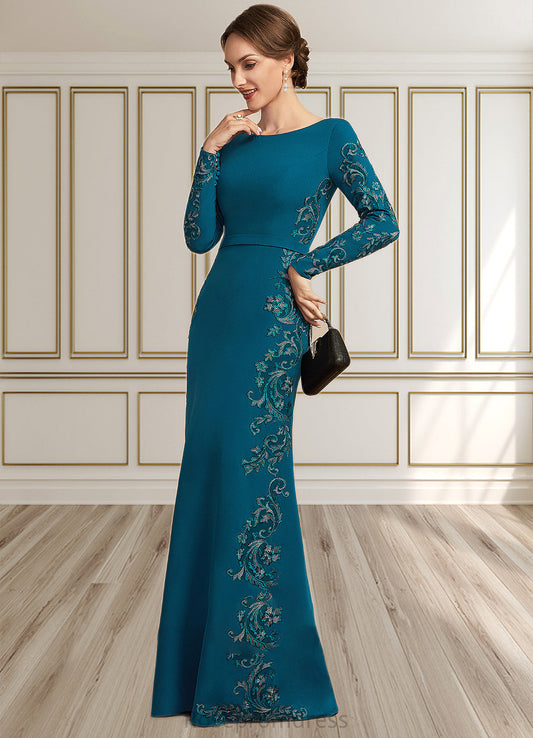 Grace Sheath/Column Scoop Neck Floor-Length Stretch Crepe Mother of the Bride Dress With Appliques Lace SRS126P0014822
