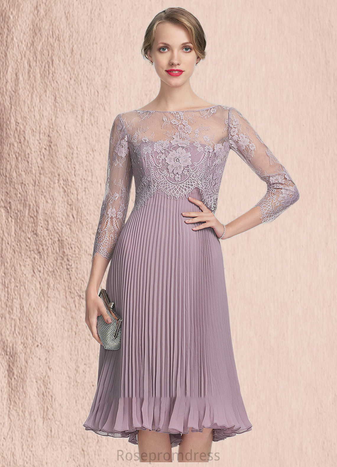 Shayna A-Line Sweetheart Knee-Length Chiffon Mother of the Bride Dress With Pleated SRS126P0014823