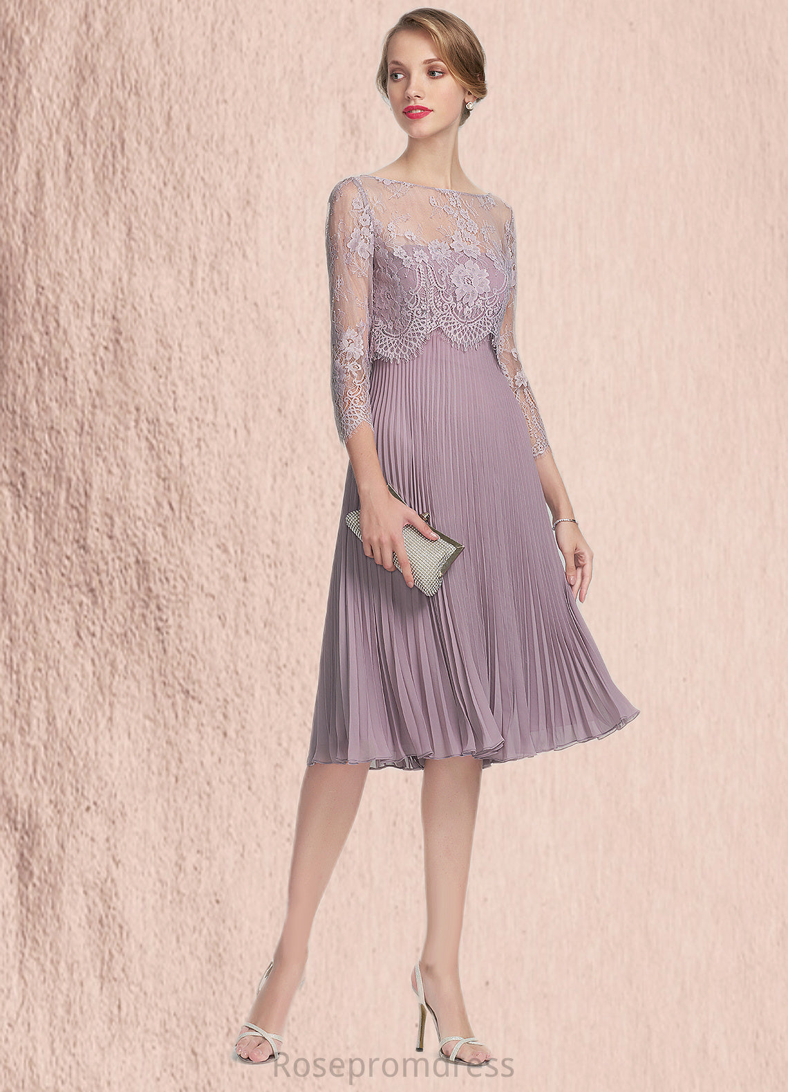 Shayna A-Line Sweetheart Knee-Length Chiffon Mother of the Bride Dress With Pleated SRS126P0014823