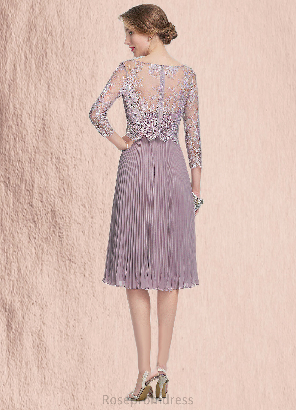 Shayna A-Line Sweetheart Knee-Length Chiffon Mother of the Bride Dress With Pleated SRS126P0014823