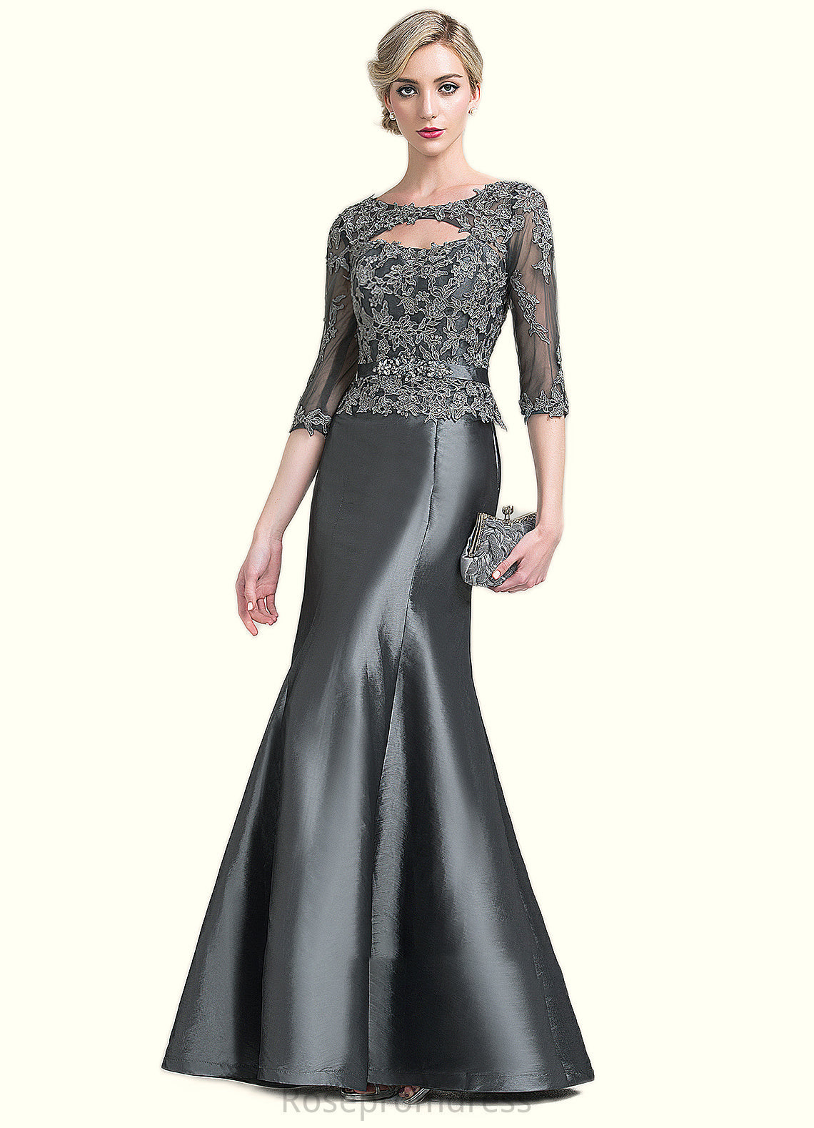 Marley Trumpet/Mermaid Scoop Neck Floor-Length Taffeta Mother of the Bride Dress With Beading Appliques Lace Sequins SRS126P0014832
