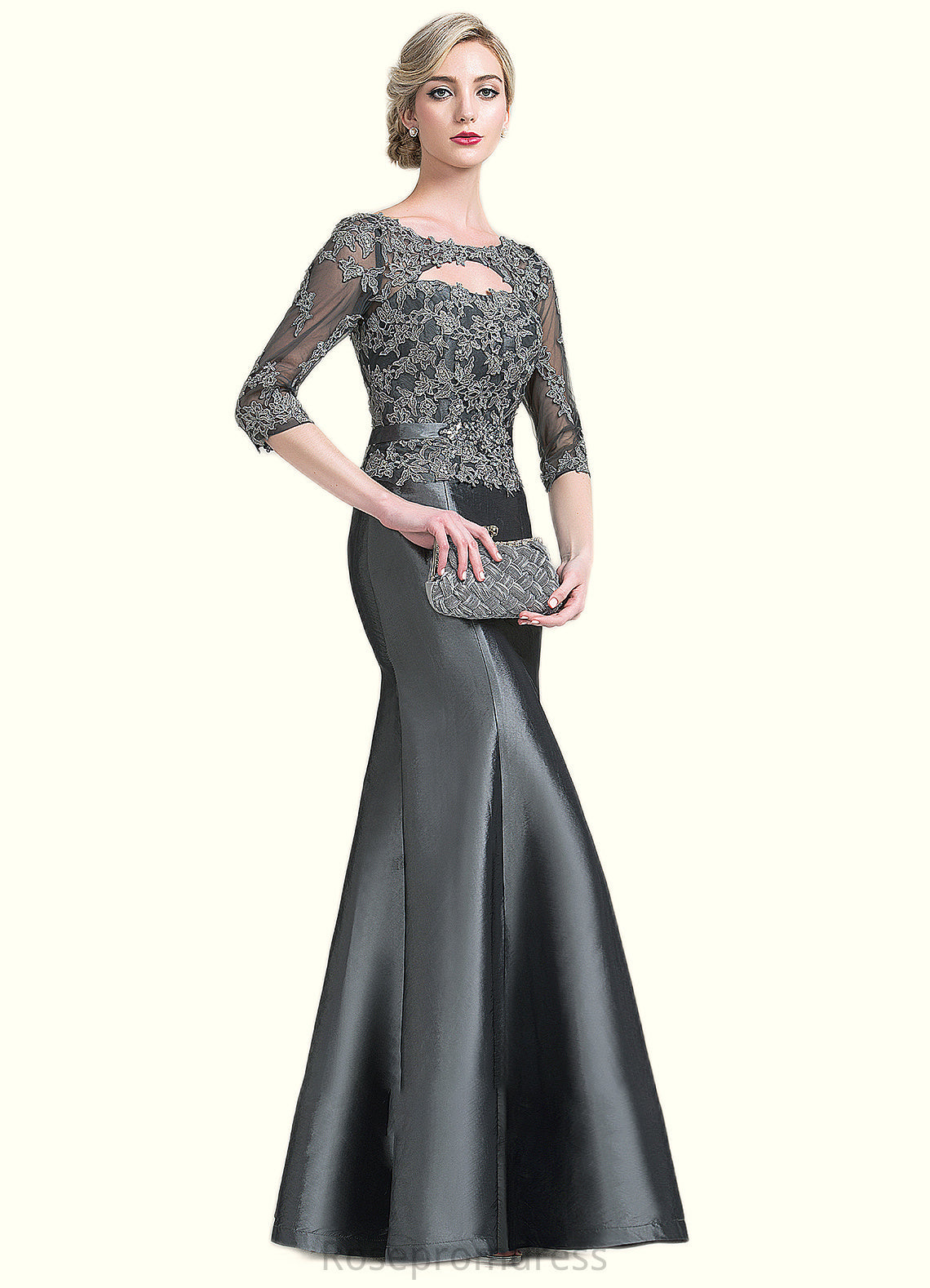 Marley Trumpet/Mermaid Scoop Neck Floor-Length Taffeta Mother of the Bride Dress With Beading Appliques Lace Sequins SRS126P0014832