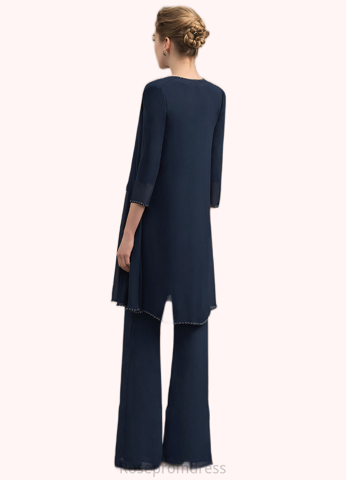 Tori Jumpsuit/Pantsuit Scoop Neck Floor-Length Chiffon Lace Mother of the Bride Dress With Beading SRS126P0014836