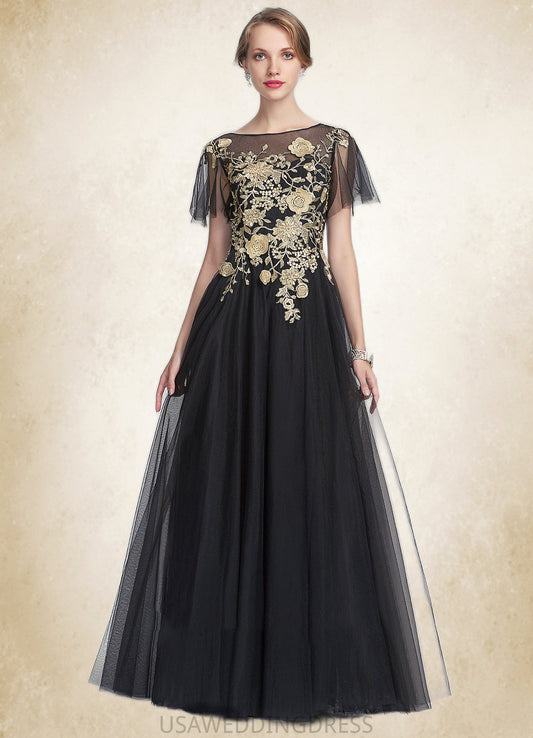 Tori A-Line/Princess Scoop Neck Floor-Length Tulle Mother of the Bride Dress With Lace DS126P0014841