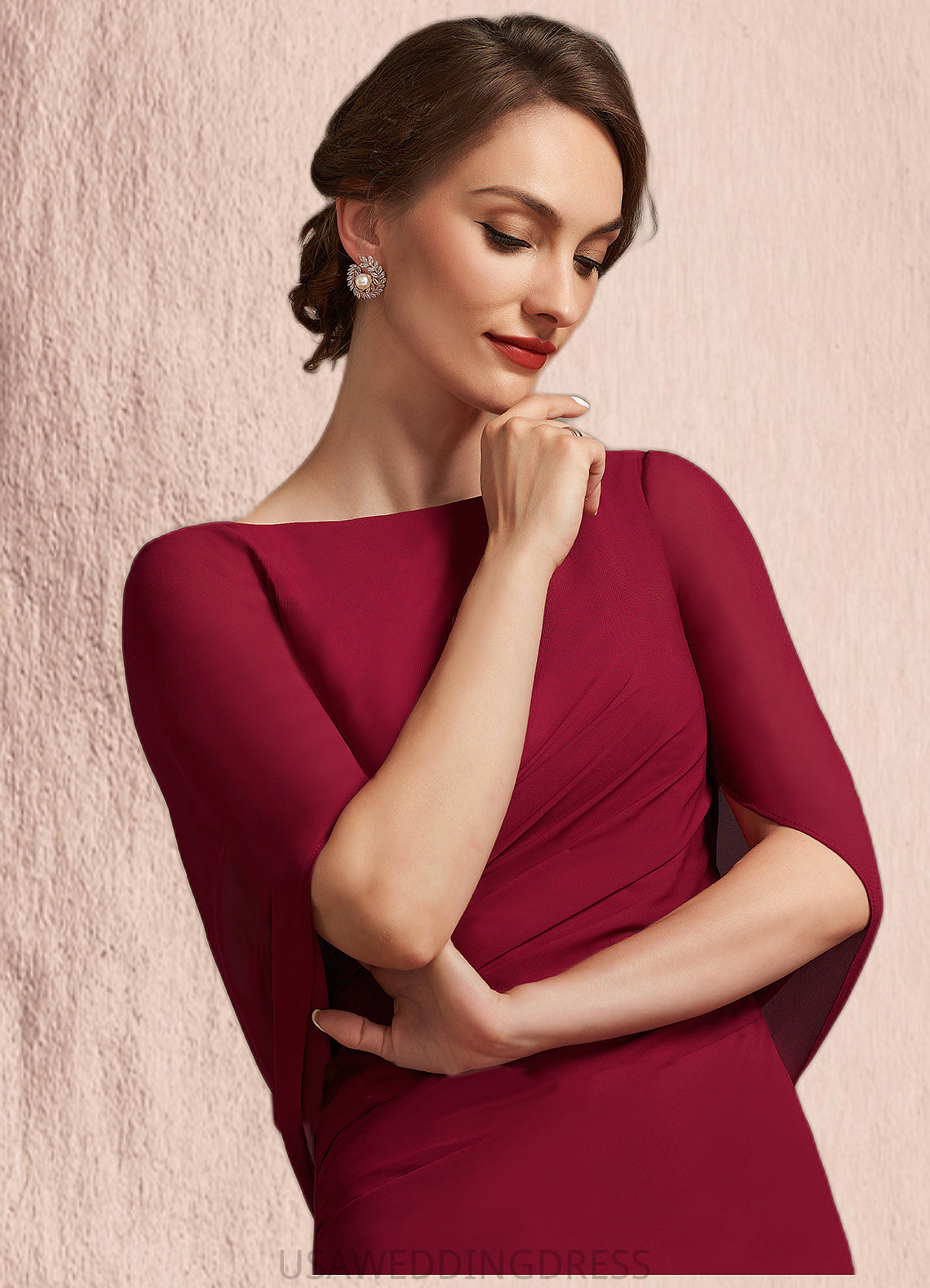 Briana Trumpet/Mermaid Scoop Neck Floor-Length Chiffon Mother of the Bride Dress With Ruffle DS126P0014842