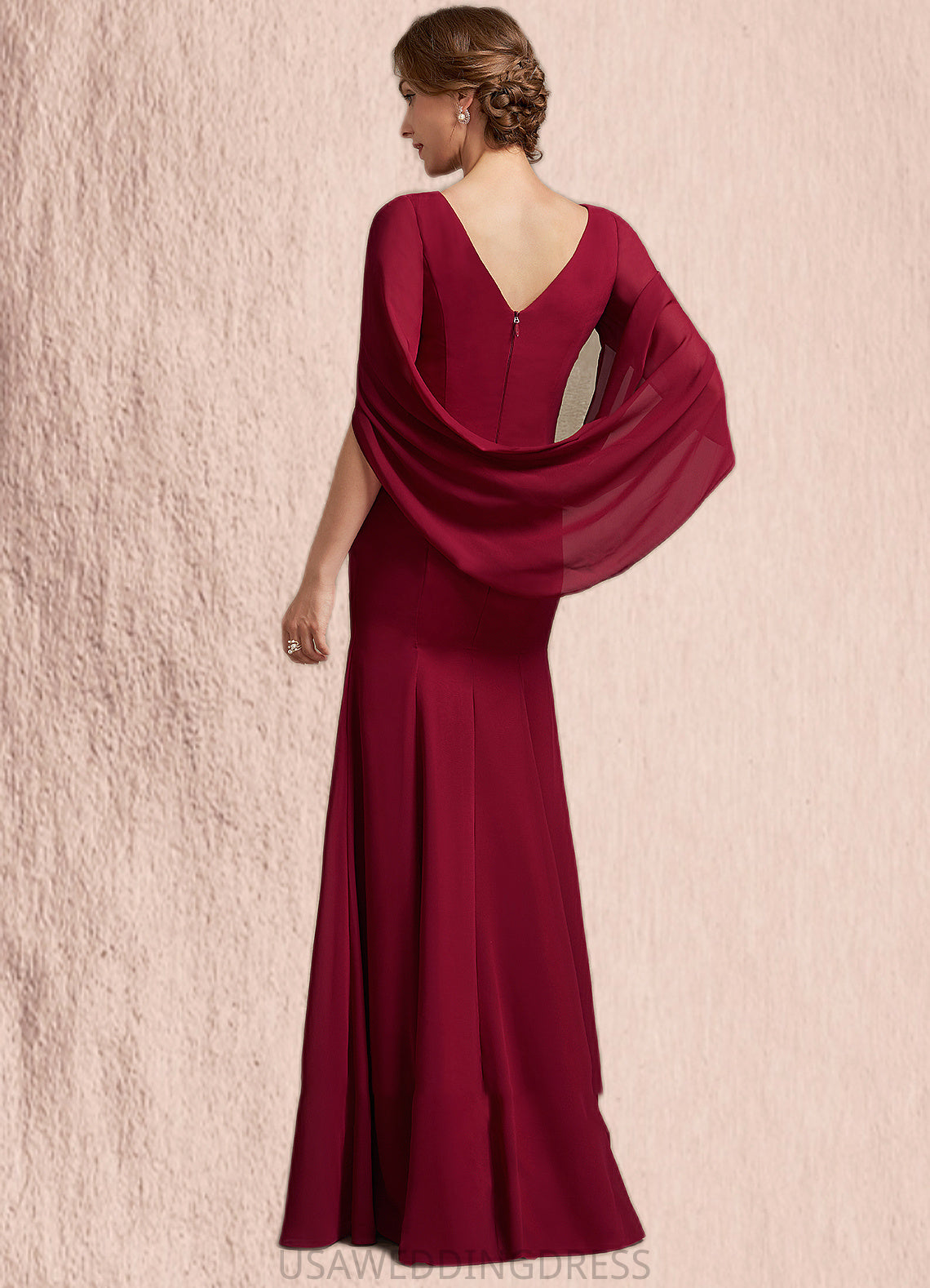 Briana Trumpet/Mermaid Scoop Neck Floor-Length Chiffon Mother of the Bride Dress With Ruffle DS126P0014842