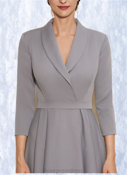 Zoe A-Line V-neck Tea-Length Stretch Crepe Mother of the Bride Dress SRS126P0014844