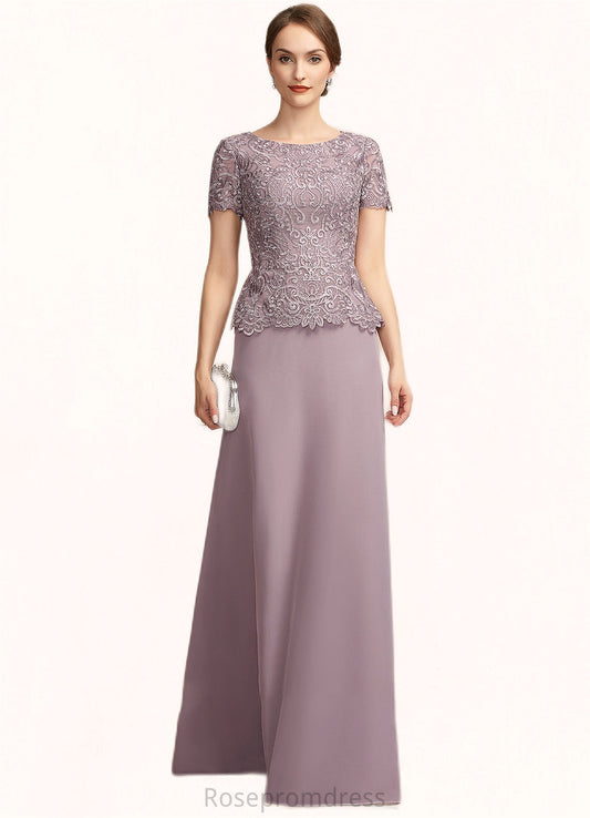 Mireya A-Line Scoop Neck Floor-Length Chiffon Lace Mother of the Bride Dress SRS126P0014846