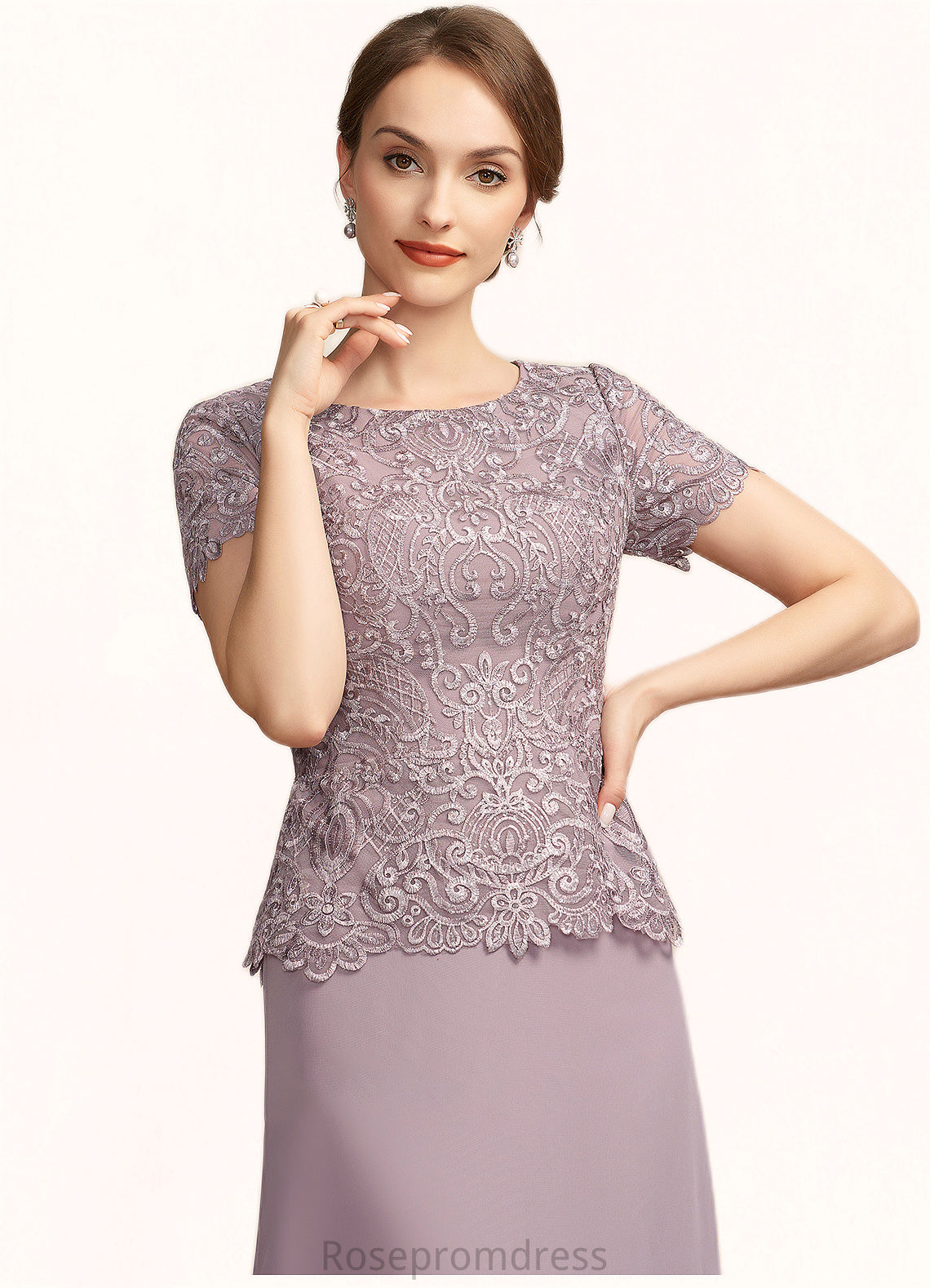 Mireya A-Line Scoop Neck Floor-Length Chiffon Lace Mother of the Bride Dress SRS126P0014846