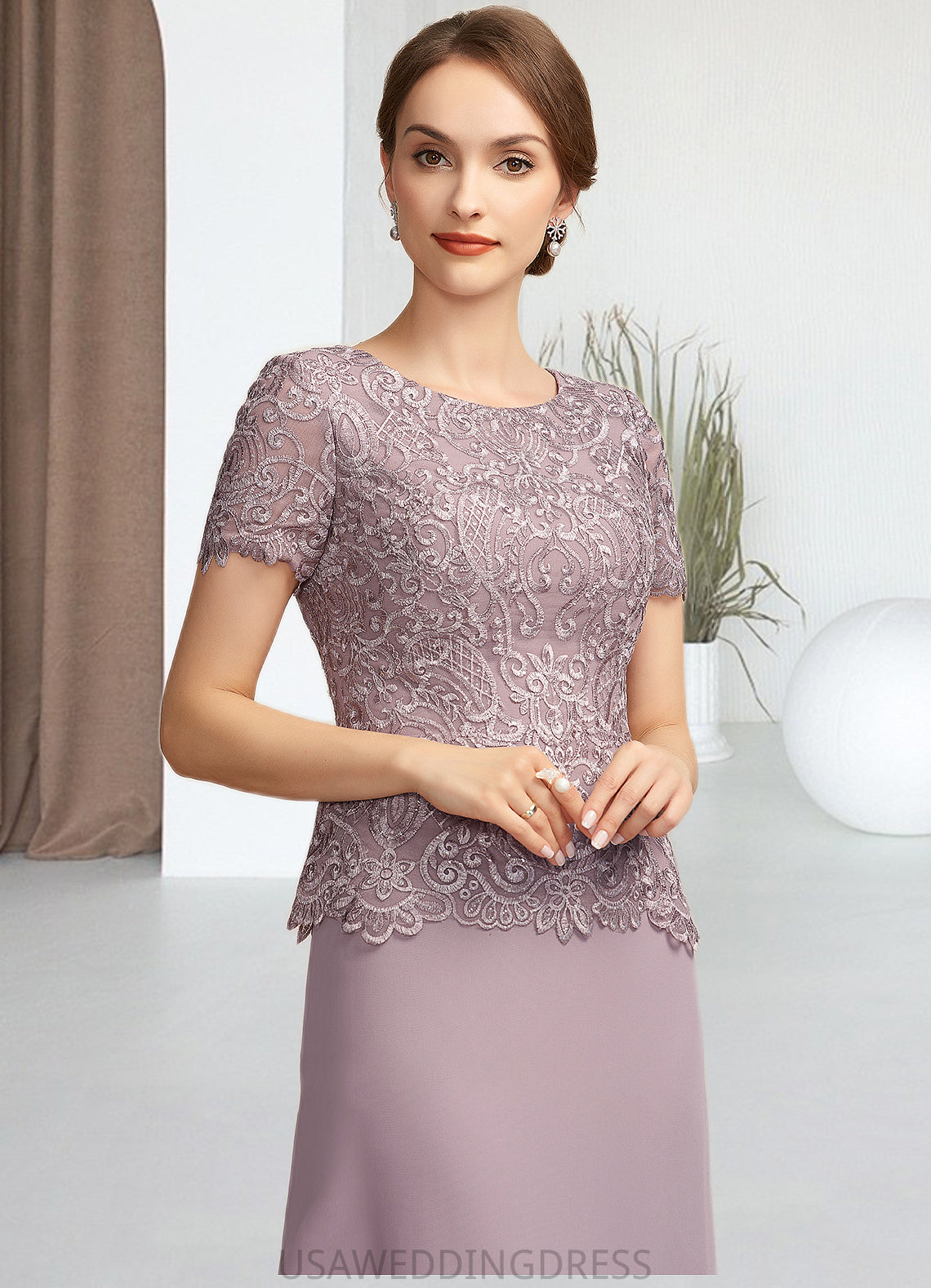 Janiya A-Line Scoop Neck Floor-Length Chiffon Lace Mother of the Bride Dress DS126P0014846