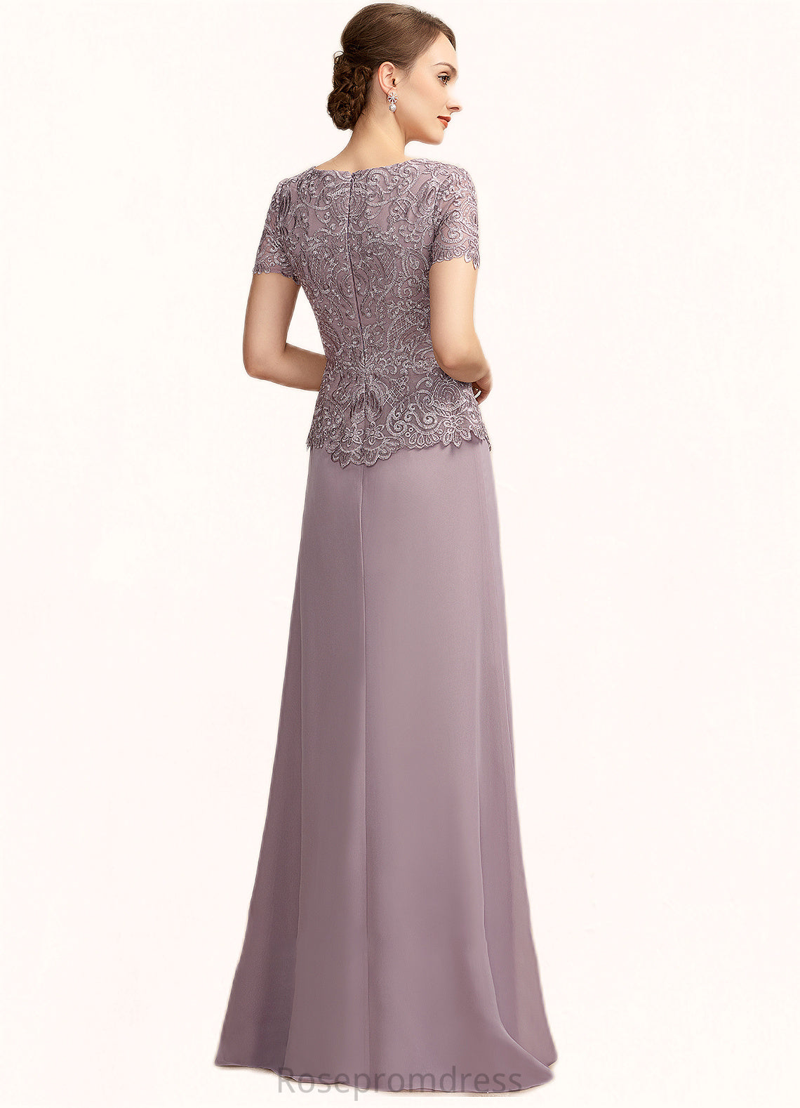 Mireya A-Line Scoop Neck Floor-Length Chiffon Lace Mother of the Bride Dress SRS126P0014846