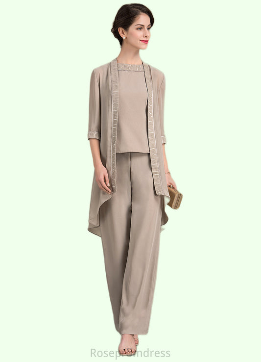 Marilyn A-Line/Princess Scoop Neck Floor-Length Chiffon Mother of the Bride Two-piece outfit With Lace SRS126P0014848