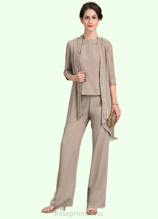 Marilyn A-Line/Princess Scoop Neck Floor-Length Chiffon Mother of the Bride Two-piece outfit With Lace SRS126P0014848