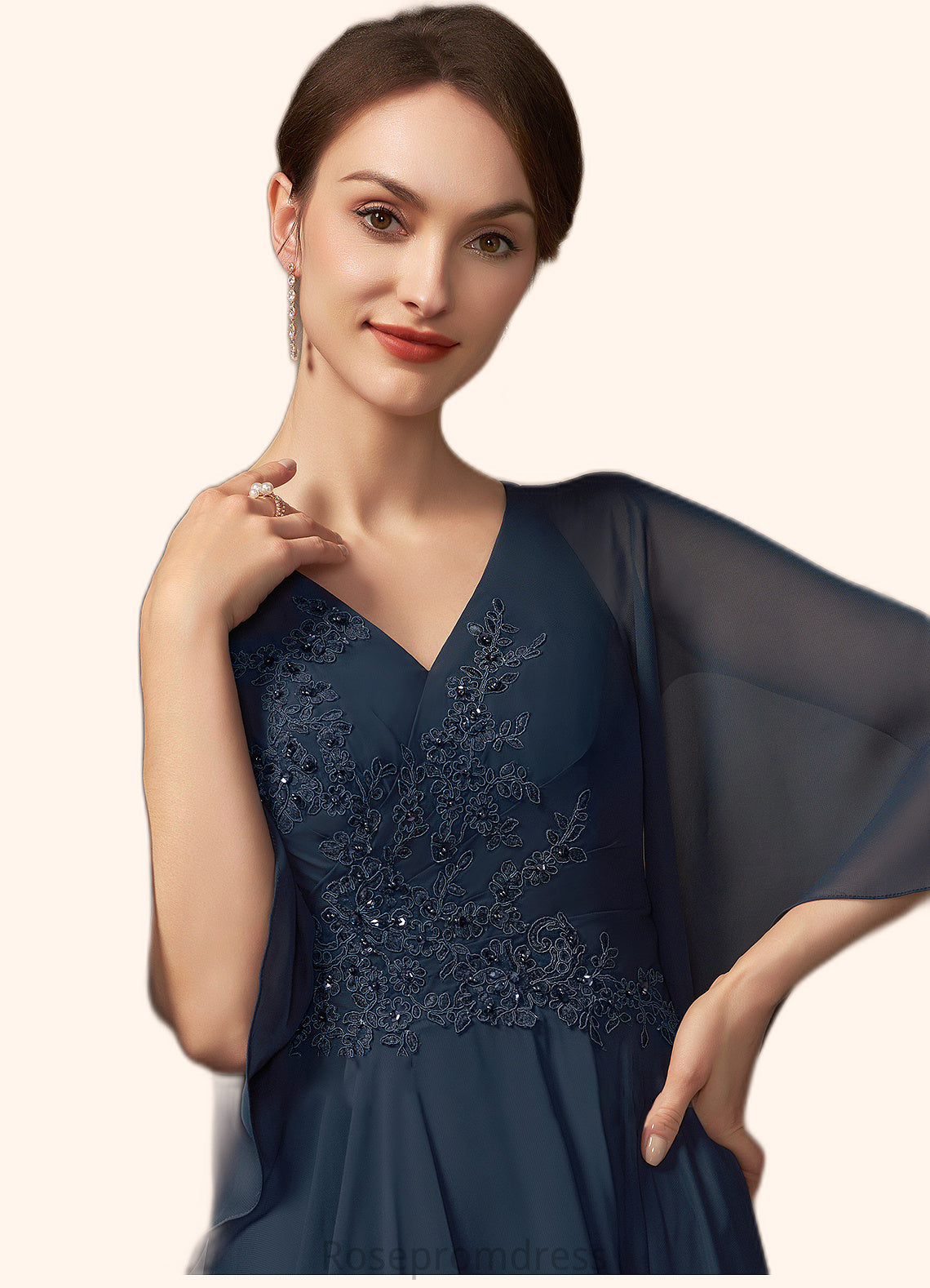 Shayla A-Line V-neck Floor-Length Chiffon Lace Mother of the Bride Dress With Beading Sequins SRS126P0014849