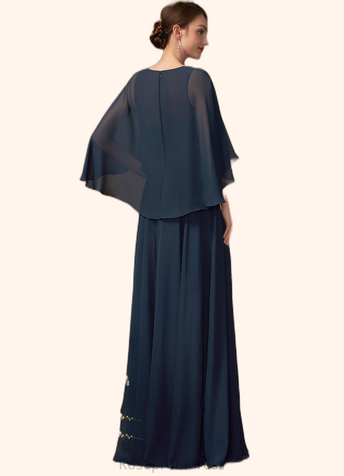Shayla A-Line V-neck Floor-Length Chiffon Lace Mother of the Bride Dress With Beading Sequins SRS126P0014849