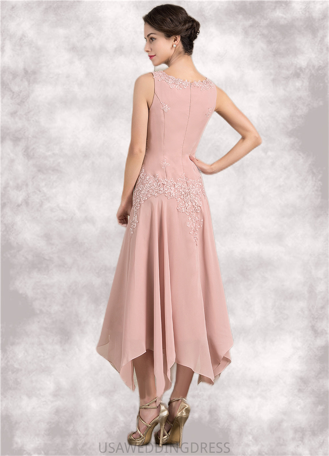 Zara A-Line V-neck Ankle-Length Chiffon Mother of the Bride Dress With Appliques Lace Sequins DS126P0014855