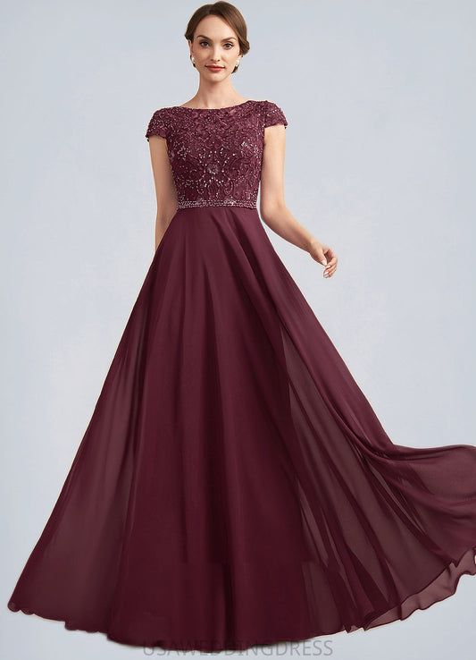Valentina A-Line Scoop Neck Floor-Length Chiffon Lace Mother of the Bride Dress With Beading Sequins DS126P0014863