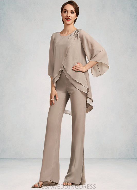 Polly Jumpsuit/Pantsuit Scoop Neck Floor-Length Chiffon Mother of the Bride Dress DS126P0014864
