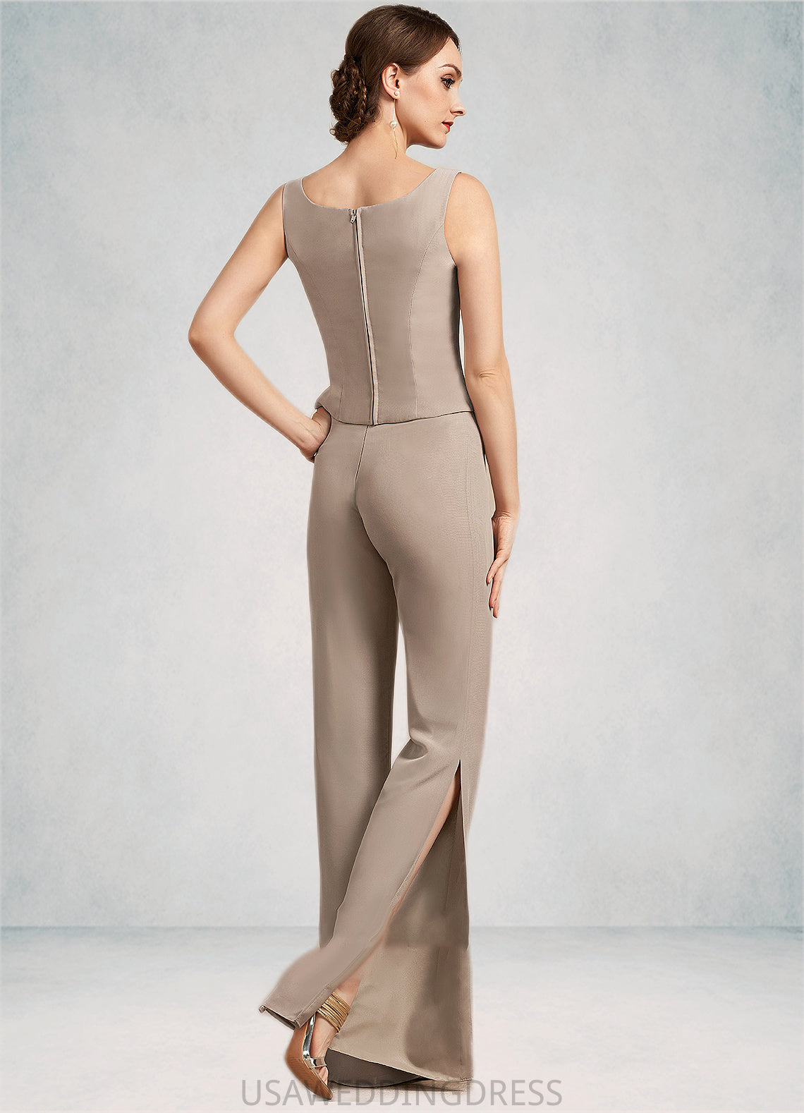 Polly Jumpsuit/Pantsuit Scoop Neck Floor-Length Chiffon Mother of the Bride Dress DS126P0014864