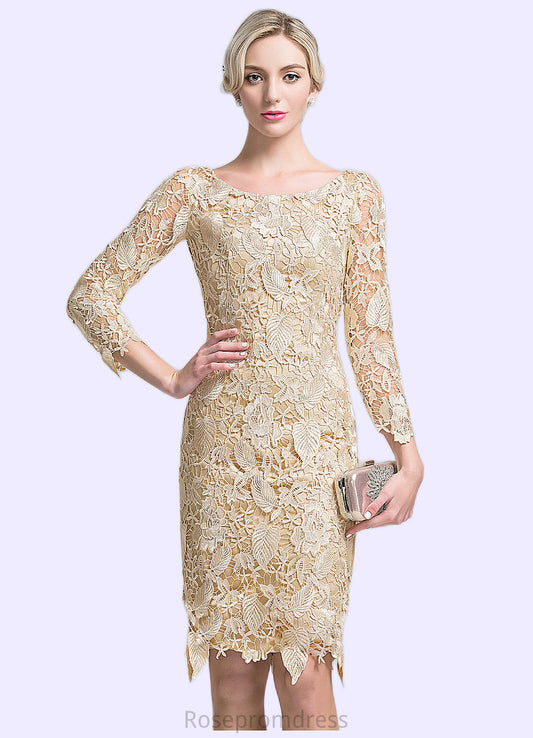 Jordin Sheath/Column Scoop Neck Knee-Length Lace Mother of the Bride Dress SRS126P0014865