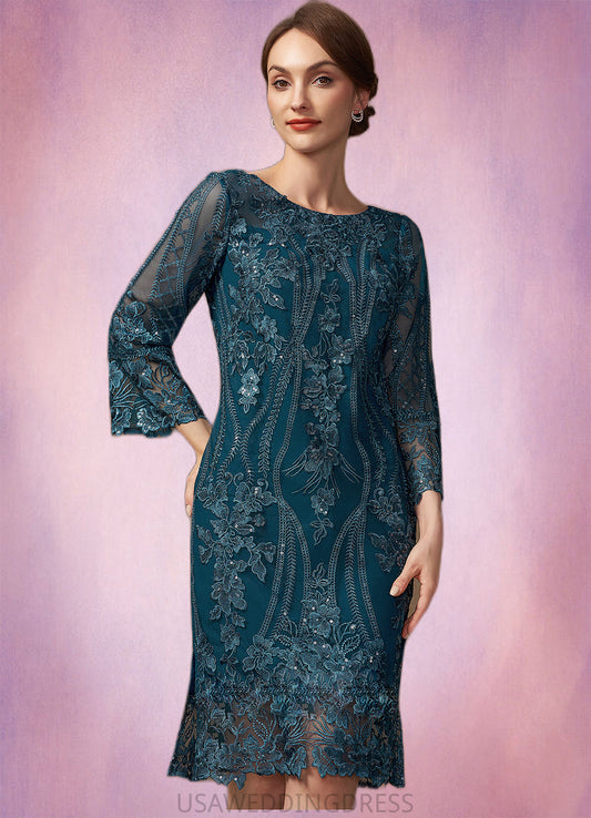 Alondra Sheath/Column Scoop Neck Knee-Length Lace Mother of the Bride Dress With Sequins DS126P0014867
