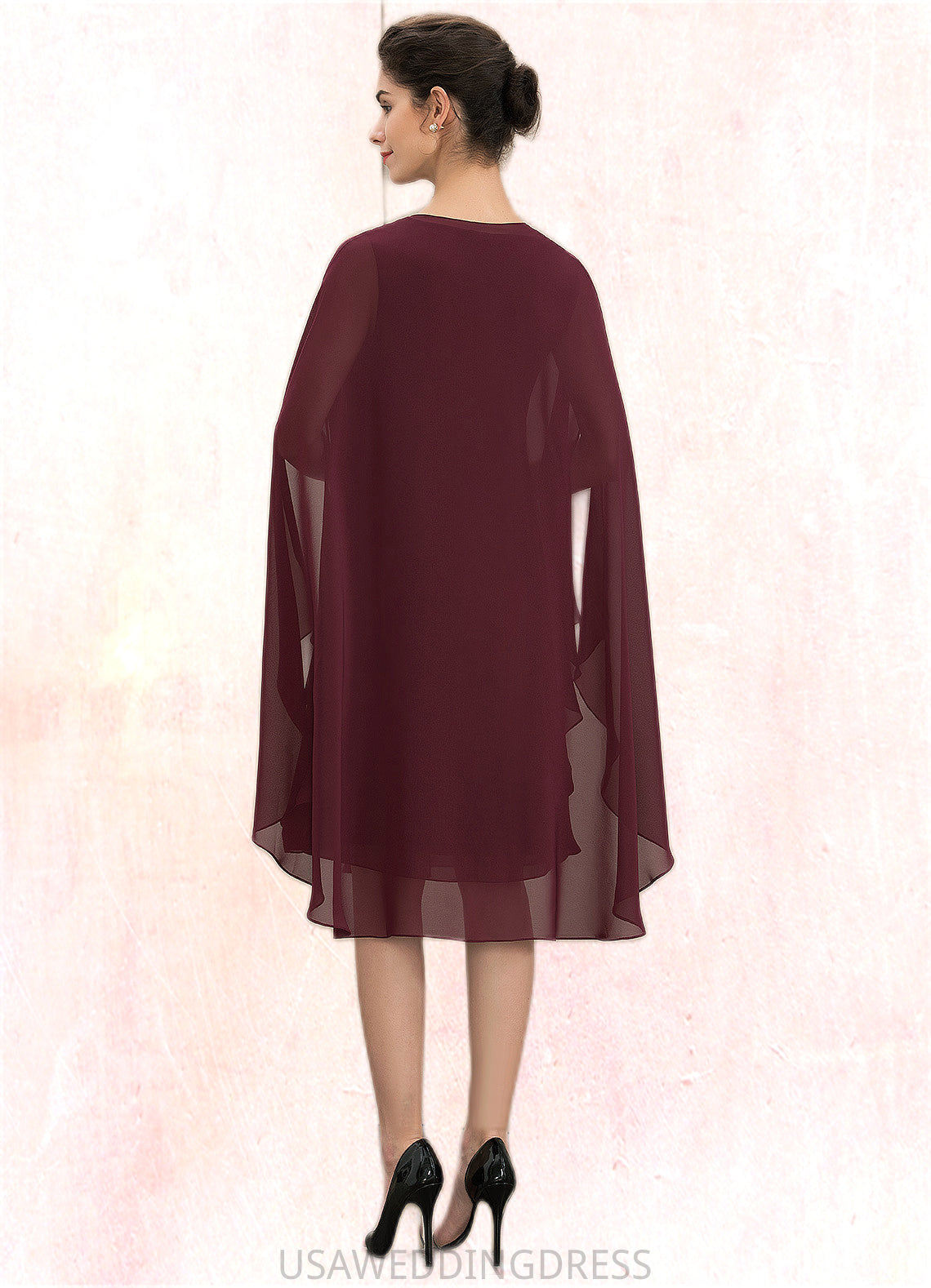 Willow A-Line Scoop Neck Knee-Length Chiffon Mother of the Bride Dress With Beading DS126P0014873