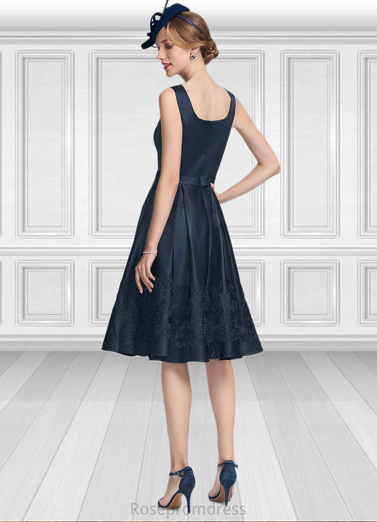 Naomi A-Line Square Neckline Knee-Length Satin Mother of the Bride Dress With Appliques Lace SRS126P0014877