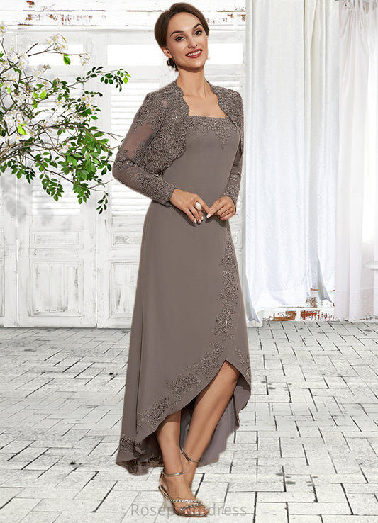 Mavis A-Line Square Neckline Asymmetrical Chiffon Mother of the Bride Dress With Appliques Lace Sequins SRS126P0014888