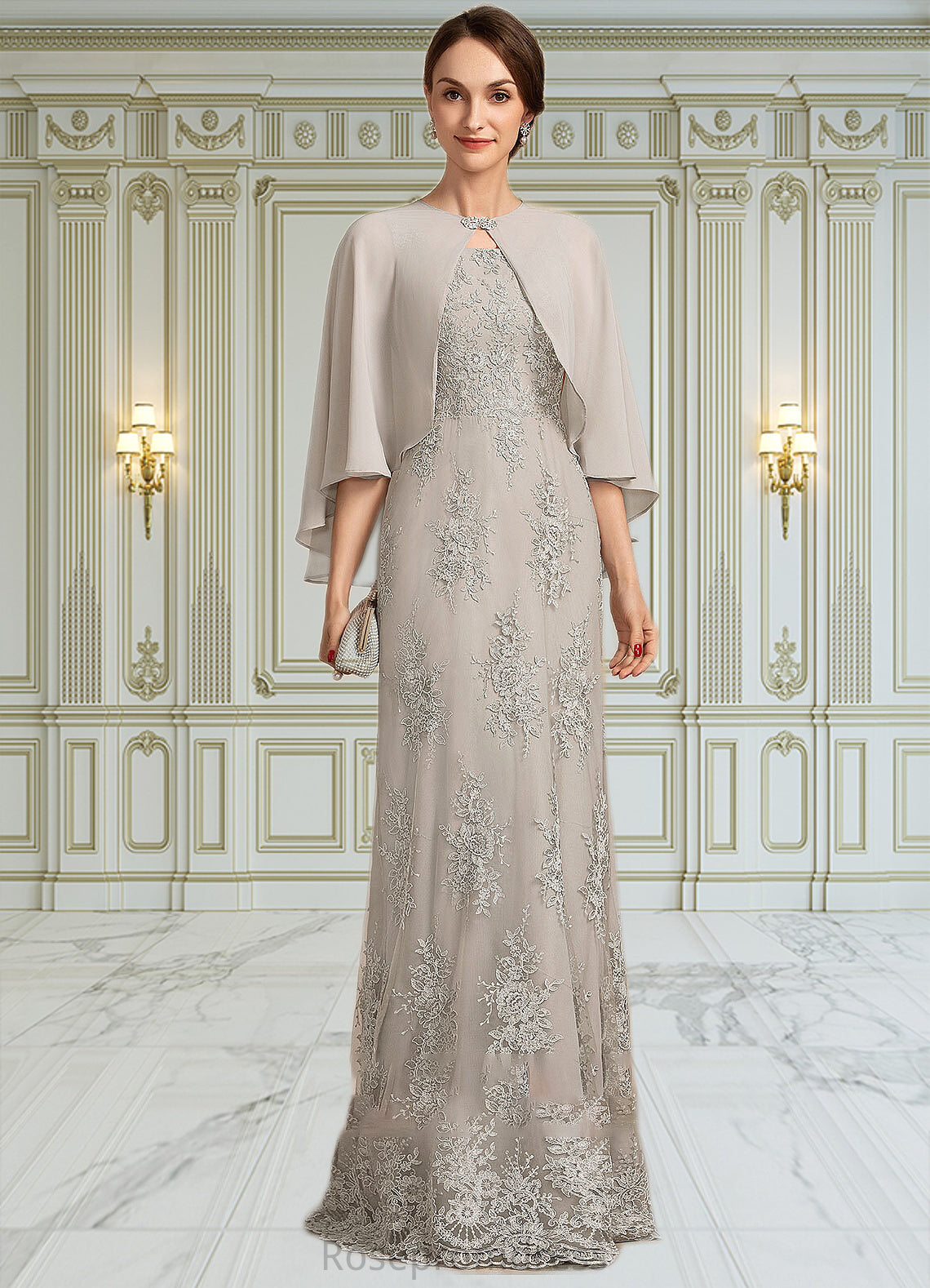 Jayla A-Line Square Neckline Floor-Length Lace Mother of the Bride Dress SRS126P0014889