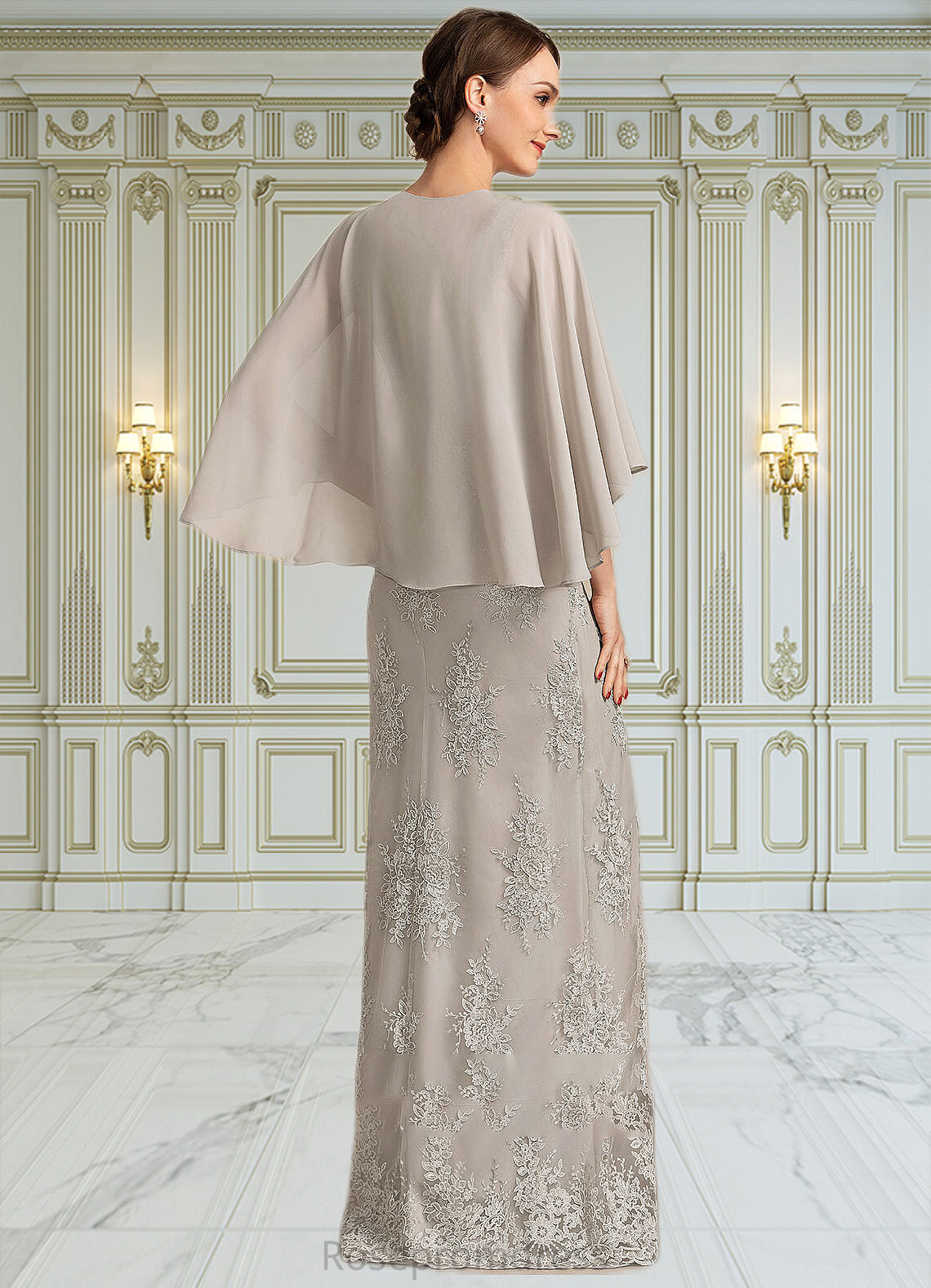 Jayla A-Line Square Neckline Floor-Length Lace Mother of the Bride Dress SRS126P0014889