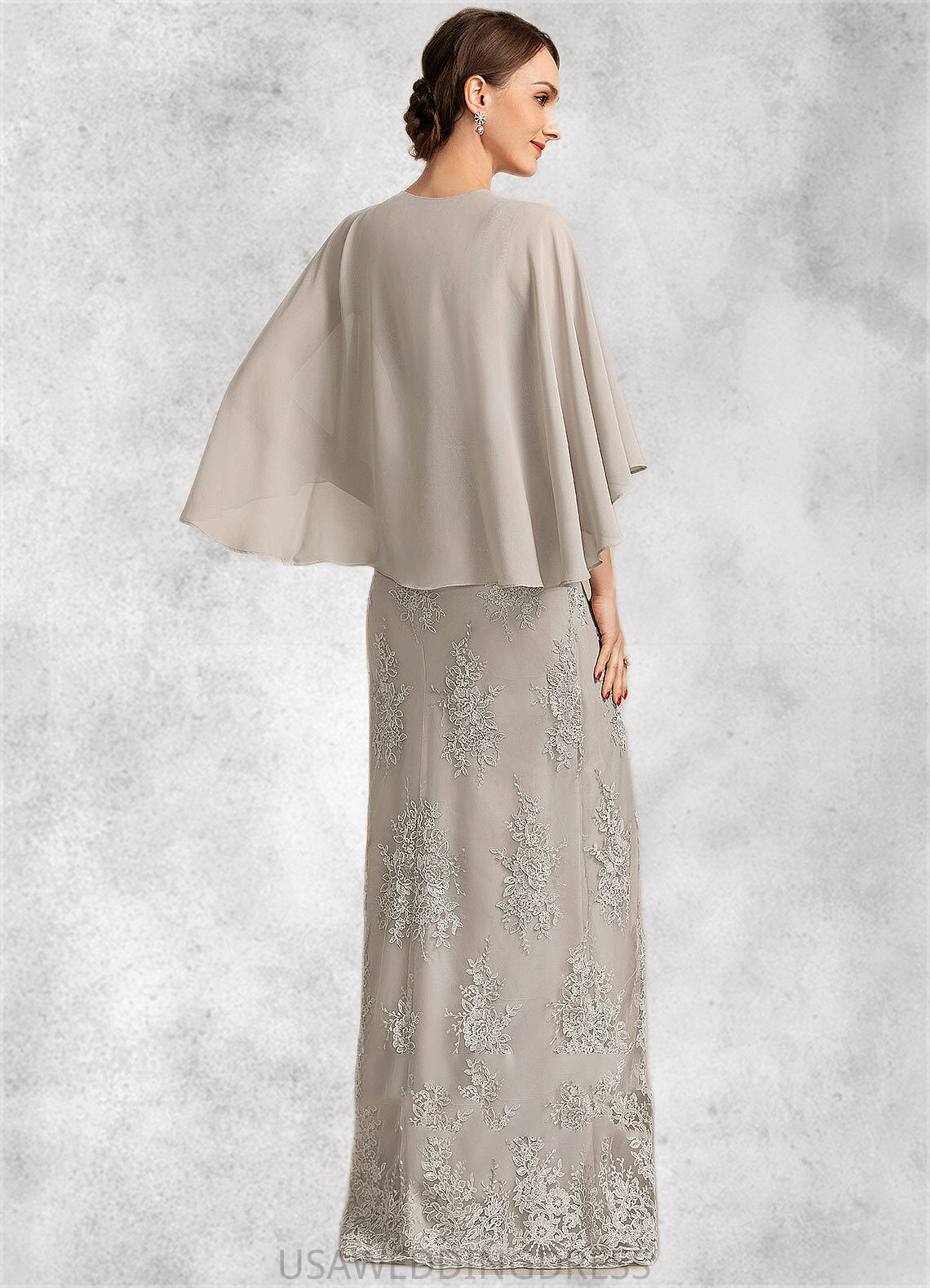 Azaria A-Line Square Neckline Floor-Length Lace Mother of the Bride Dress DS126P0014889