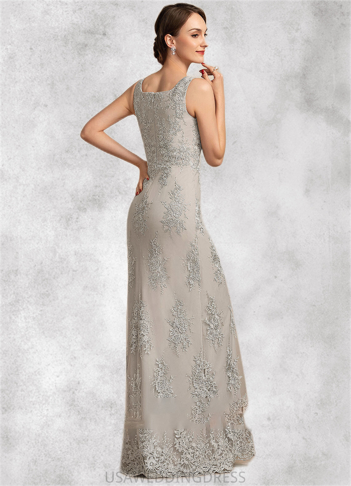 Azaria A-Line Square Neckline Floor-Length Lace Mother of the Bride Dress DS126P0014889