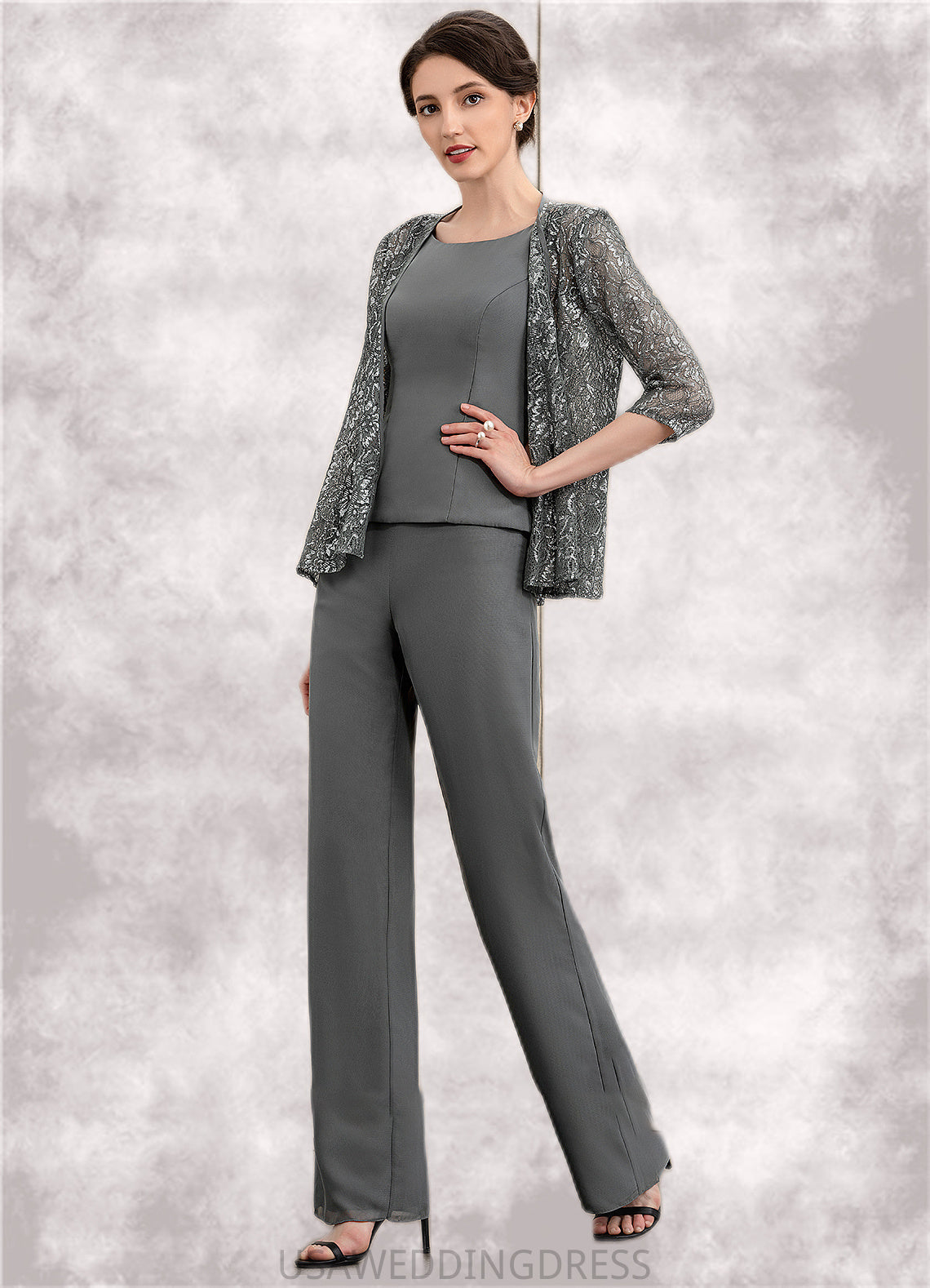 Gabriella Jumpsuit/Pantsuit Scoop Neck Ankle-Length Chiffon Mother of the Bride Dress DS126P0014890