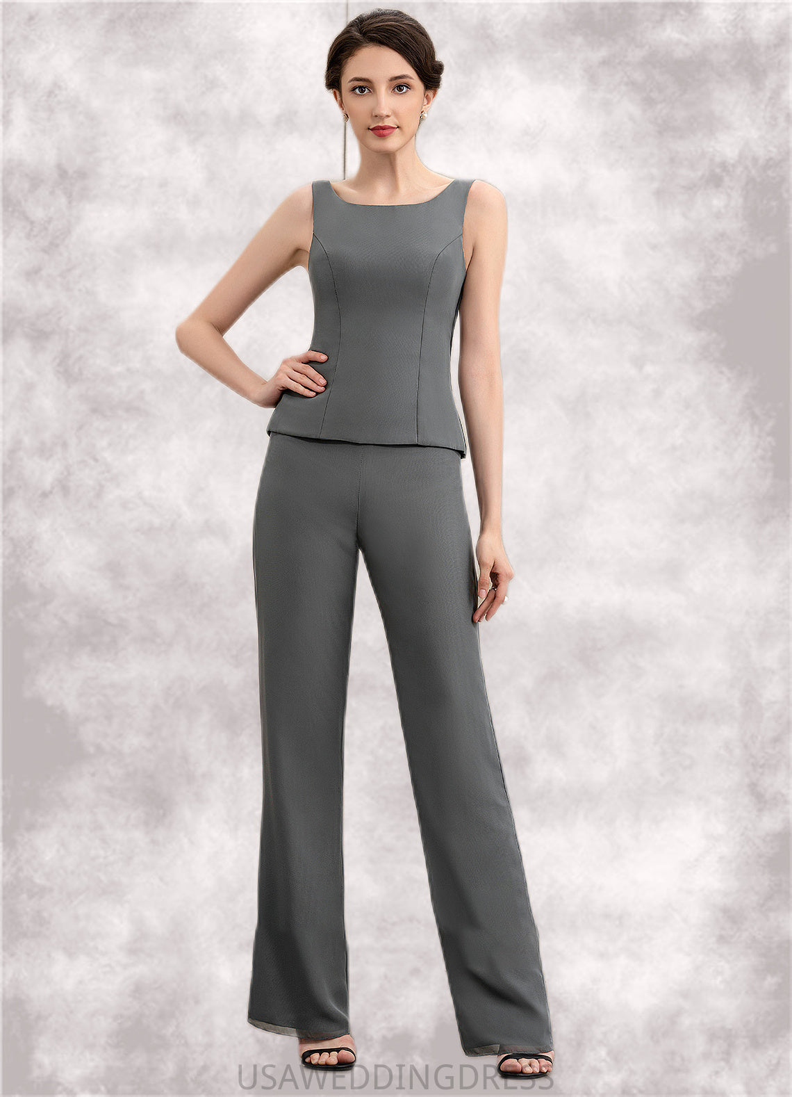 Gabriella Jumpsuit/Pantsuit Scoop Neck Ankle-Length Chiffon Mother of the Bride Dress DS126P0014890