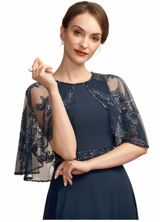 Karina A-Line Scoop Neck Ankle-Length Chiffon Lace Mother of the Bride Dress With Beading Sequins SRS126P0014892