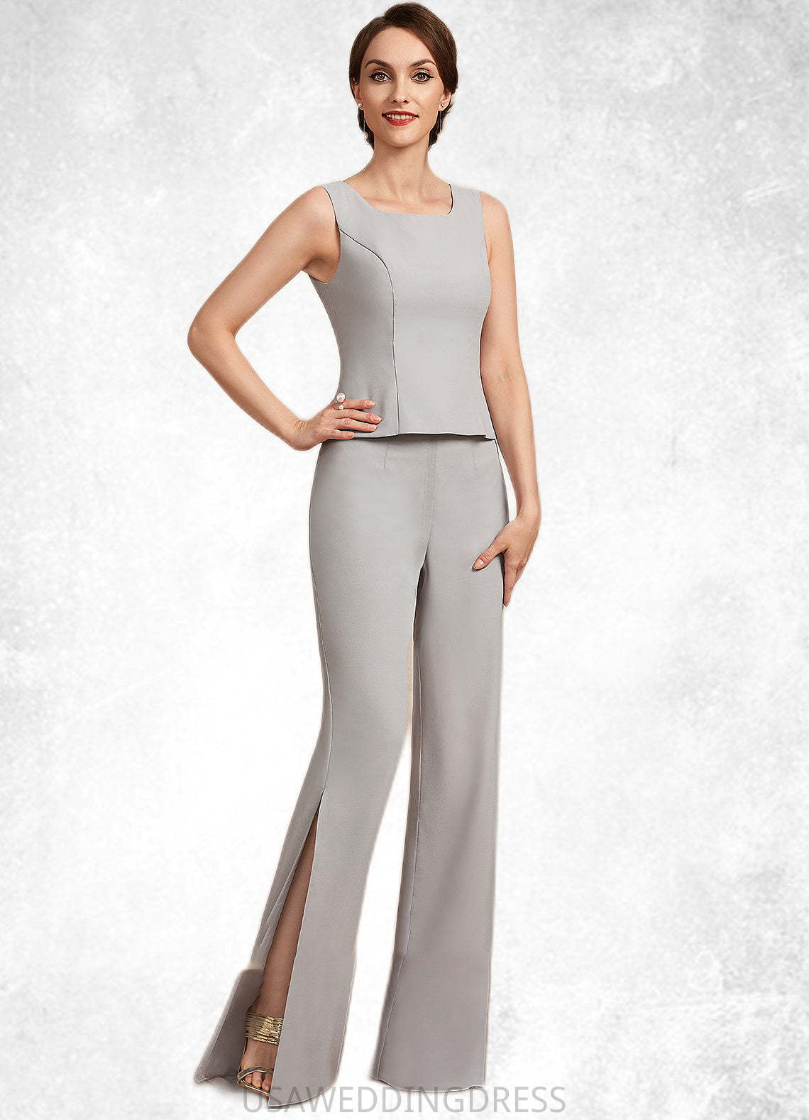 Camille Jumpsuit/Pantsuit Square Neckline Floor-Length Chiffon Mother of the Bride Dress DS126P0014900