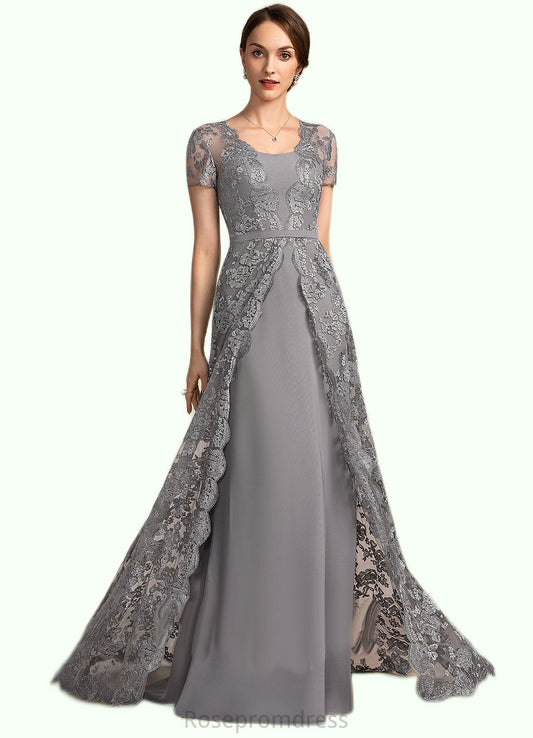 Abigail A-Line Square Neckline Sweep Train Chiffon Lace Mother of the Bride Dress SRS126P0014903