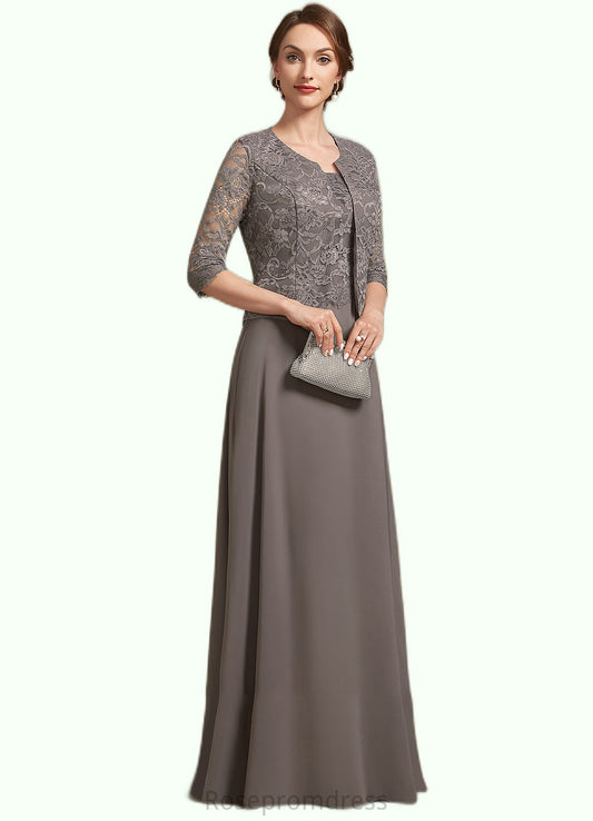 Isabell A-Line Square Neckline Floor-Length Chiffon Lace Mother of the Bride Dress SRS126P0014904
