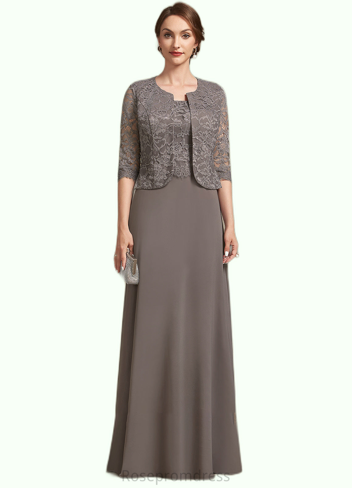 Isabell A-Line Square Neckline Floor-Length Chiffon Lace Mother of the Bride Dress SRS126P0014904