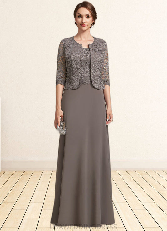 Maribel A-Line Square Neckline Floor-Length Chiffon Lace Mother of the Bride Dress DS126P0014904