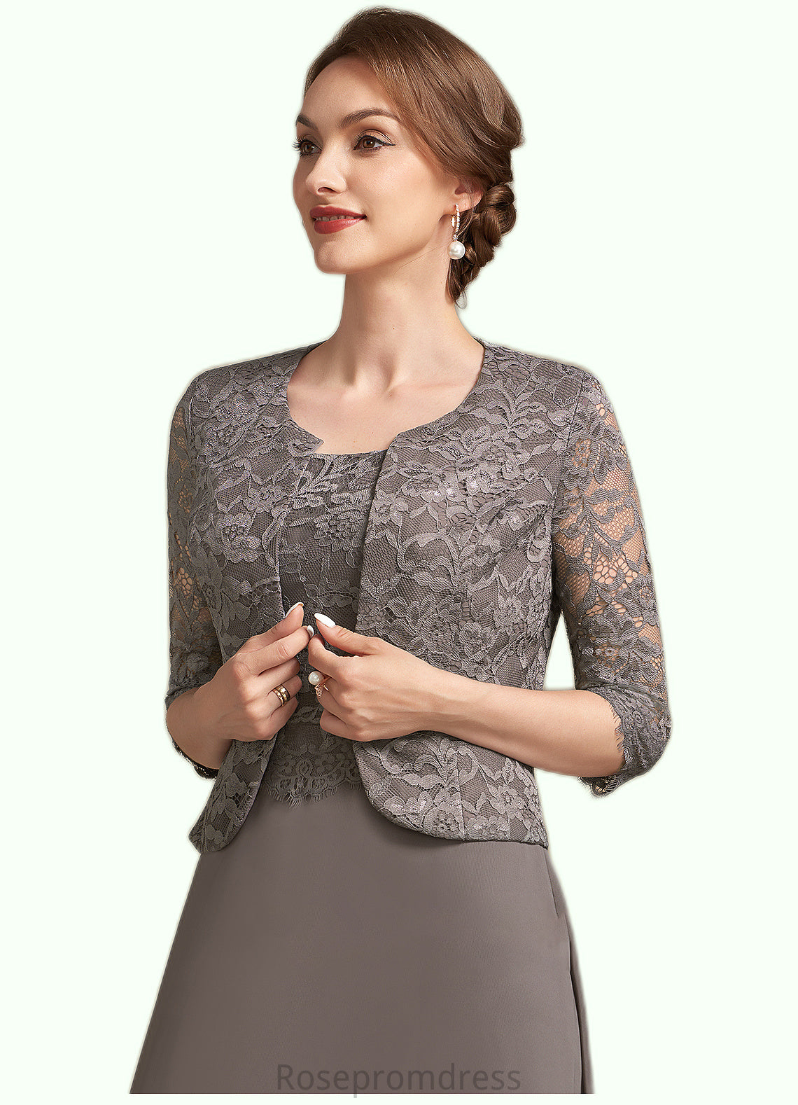 Isabell A-Line Square Neckline Floor-Length Chiffon Lace Mother of the Bride Dress SRS126P0014904